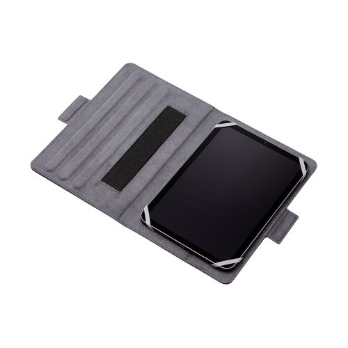 タブレット汎用手帳型ケース/ソフトレザー/3アングル/ハンドベルト/ペンホルダー/7.0～8.4inch/ブラック