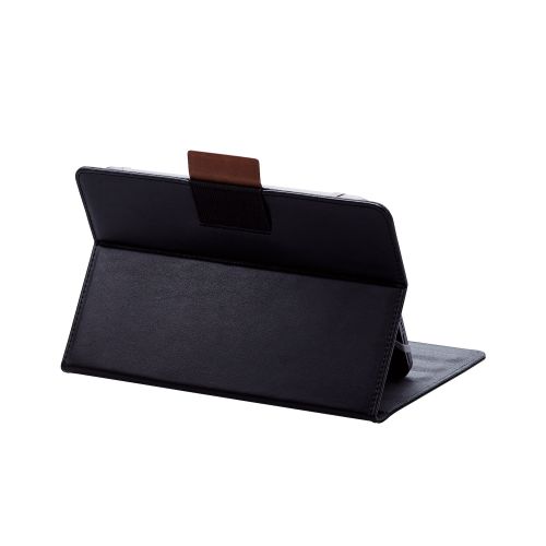 タブレット汎用手帳型ケース/ソフトレザー/3アングル/ハンドベルト/ペンホルダー/7.0～8.4inch/ブラック