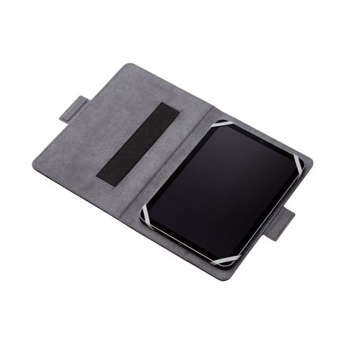 タブレット汎用手帳型ケース/ソフトレザー/フリーアングル/ハンドベルト/ペンホルダー/7.0~8.4inch/ブラック