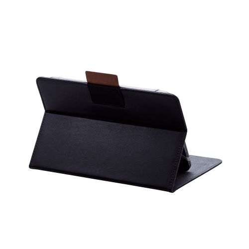 タブレット汎用手帳型ケース/ソフトレザー/フリーアングル/ハンドベルト/ペンホルダー/7.0~8.4inch/ブラック