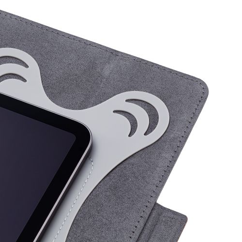 タブレット汎用手帳型ケース/ソフトレザー/フリーアングル/ハンドベルト/ペンホルダー/7.0~8.4inch/ブラック