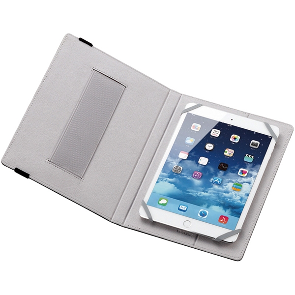 タブレット汎用ブックタイプケース/レザー/7.0～8.4インチ/ブラック