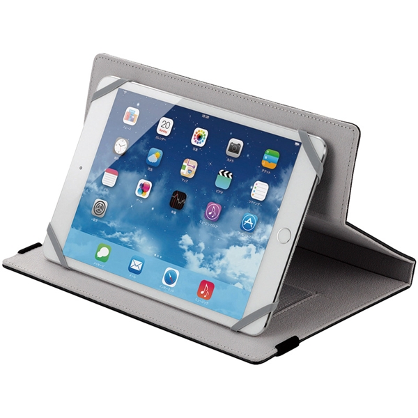 タブレット汎用ブックタイプケース/レザー/7.0～8.4インチ/ブラック