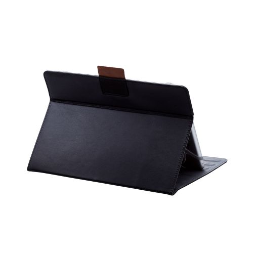 タブレット汎用手帳型ケース/ソフトレザー/360度/3アングル/ハンドベルト/ペンホルダー/8.5~11.5inch/ブラック