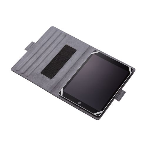 タブレット汎用手帳型ケース/ソフトレザー/3アングル/ハンドベルト/ペンホルダー/8.5～11.5inch/ブラック