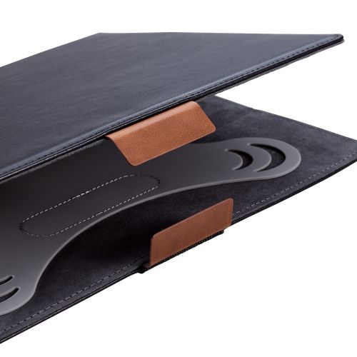 タブレット汎用手帳型ケース/ソフトレザー/3アングル/ハンドベルト/ペンホルダー/8.5～11.5inch/ブラック