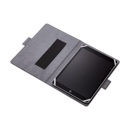 タブレット汎用手帳型ケース/ソフトレザー/フリーアングル/ハンドベルト/ペンホルダー/8.5~11.5inch/ブラック