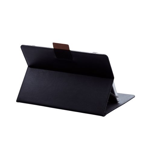 タブレット汎用手帳型ケース/ソフトレザー/フリーアングル/ハンドベルト/ペンホルダー/8.5~11.5inch/ブラック