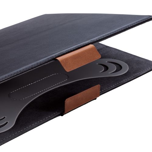 タブレット汎用手帳型ケース/ソフトレザー/フリーアングル/ハンドベルト/ペンホルダー/8.5~11.5inch/ブラック