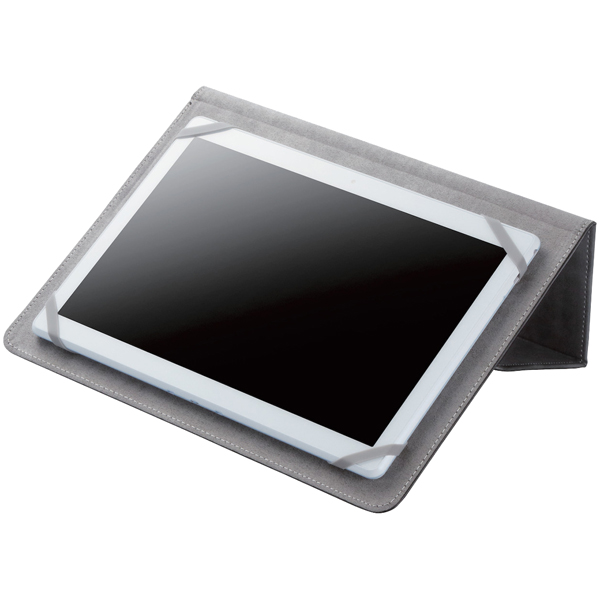 タブレット汎用ブックタイプケース/スタンダード/ゴム/ソフトレザー/8.5～10.5inch/ブラック