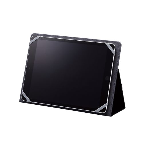 タブレット汎用手帳型ケース/ソフトレザー/2アングル/ペンホルダー/8.5～11.5inch/ブラック
