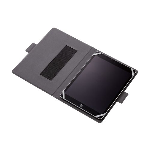 タブレット汎用手帳型ケース/ソフトレザー/薄型ケース/フリーアングル/ハンドベルト/8.5～11.5inch/ブラック