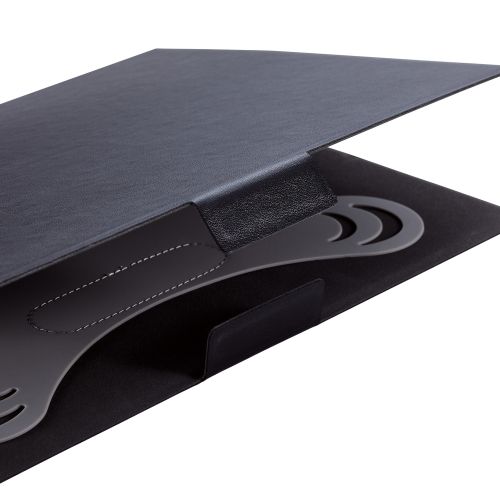 タブレット汎用手帳型ケース/ソフトレザー/薄型ケース/フリーアングル/ハンドベルト/8.5～11.5inch/ブラック