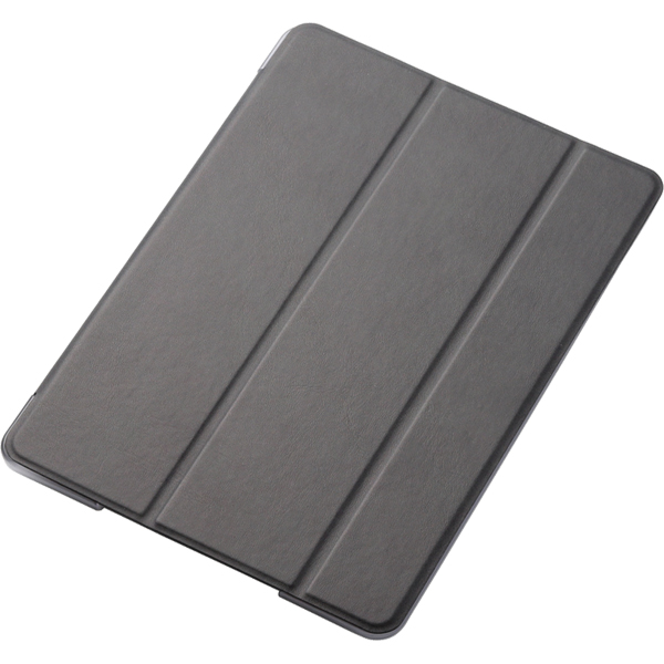 9.7インチiPad 2018年モデル＆2017年モデル用フラップカバー/背面クリア/ソフトレザー/2アングル/スリープ対応/ブラック