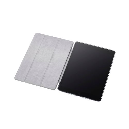 iPad 第9/8/7世代/iPad 10.2 2019年モデル用フラップケース 背面クリア/ブラック