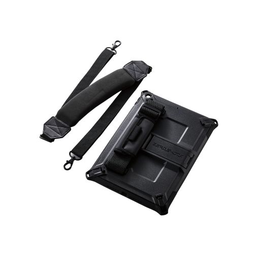 iPad 第9、第8、第7世代対応フルプロテクトケース/ZEROSHOCK/耐衝撃/ショルダーベルト付/ブラック