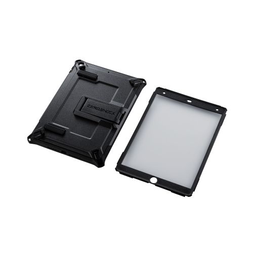iPad 第9、第8、第7世代対応フルプロテクトケース/ZEROSHOCK/耐衝撃/ショルダーベルト付/ブラック
