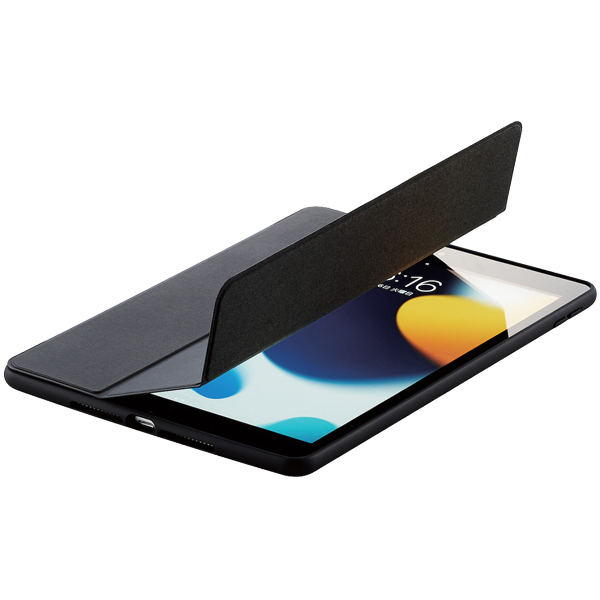 iPad 第9世代(2021年モデル)用ハイブリッドケース/TOUGH SLIM LITE/フレームカラー/フラップ付き/ブラック