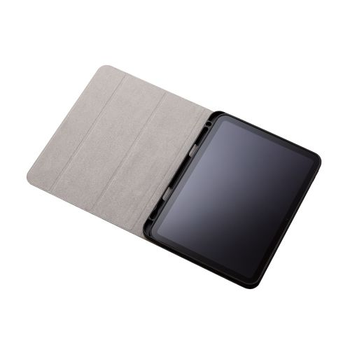 iPad 10.9inch(第10世代)用フラップケース/ソフトレザー/ドローイングアングル/360度回転/Apple Pencil収納/ブラック