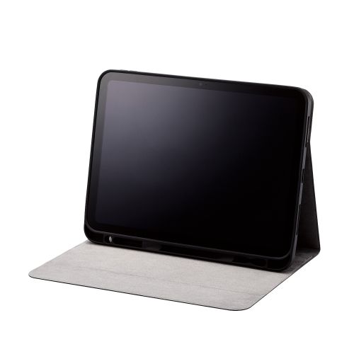 iPad 10.9inch(第10世代)用フラップケース/ソフトレザー/ドローイングアングル/360度回転/Apple Pencil収納/ブラック