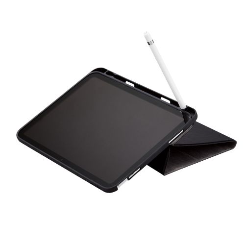 iPad 10.9inch(第10世代)用フラップケース/ソフトレザー/ドローイングアングル/360度回転/Apple Pencil収納/ブラック
