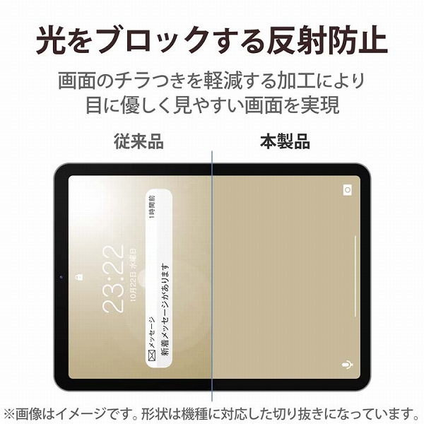 iPad 第10世代モデル用保護フィルム/衝撃吸収/ブルーライトカット/抗菌/反射防止
