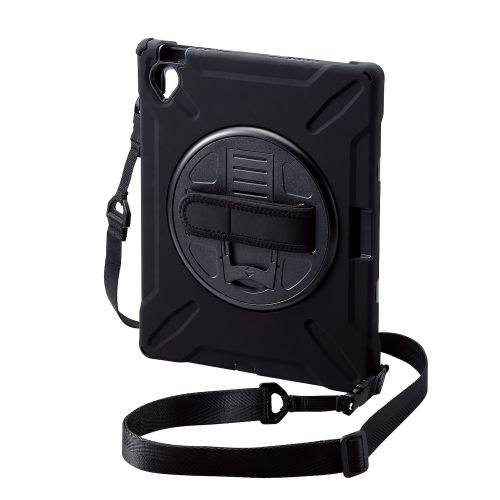 iPad 10.9inch(第10世代)用フルプロテクトケース/ショルダーベルト付/スタンド付/Apple Pencil収納/ブラック