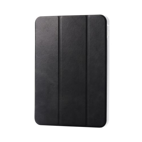 iPad 2022/iPad 第10世代用フラップケース/背面クリア/ソフトレザー/2アングル/スリープ対応/ブラック