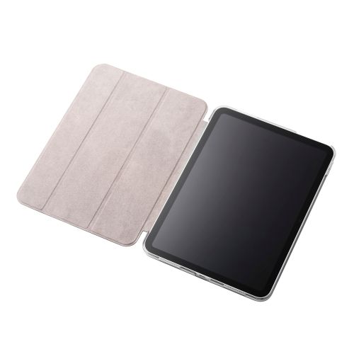 iPad 2022/iPad 第10世代用フラップケース/背面クリア/ソフトレザー/2アングル/スリープ対応/ブラック