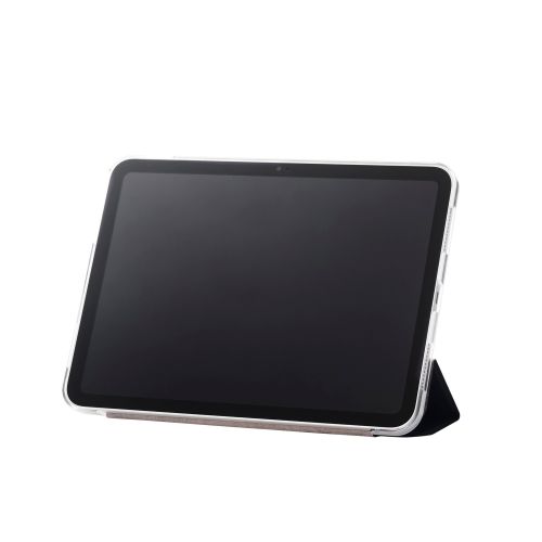 iPad 2022/iPad 第10世代用フラップケース/背面クリア/ソフトレザー/2アングル/スリープ対応/ブラック