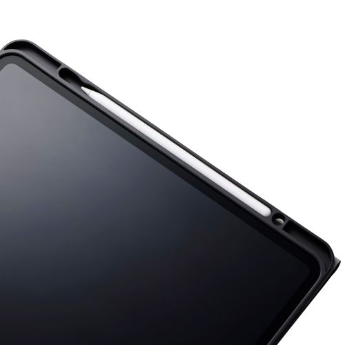13インチiPad Pro(M4)ソフトレザーケース/ドローイングアングル/360度回転/ブラック