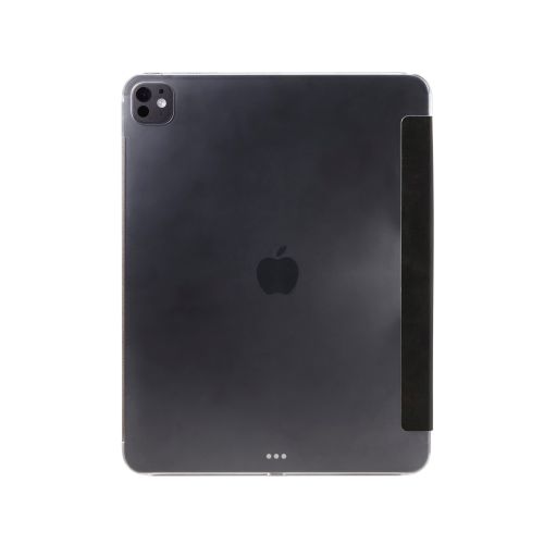 13インチiPad Pro(M4)フラップケース/背面クリア/ソフトレザー/2アングル/スリープ対応/ブラック