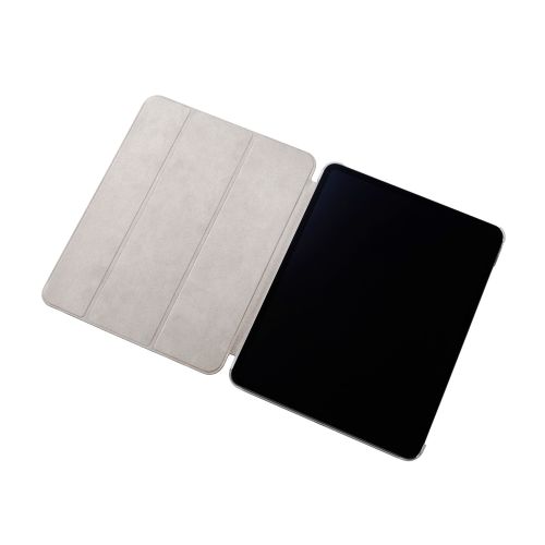 13インチiPad Pro(M4)フラップケース/背面クリア/ソフトレザー/2アングル/スリープ対応/ブラック