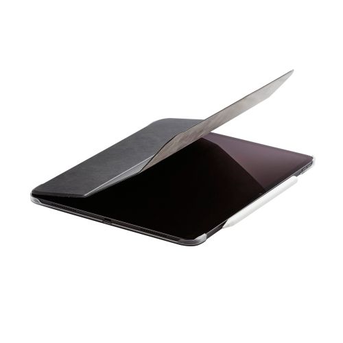 13インチiPad Pro(M4)フラップケース/背面クリア/ソフトレザー/2アングル/スリープ対応/ブラック
