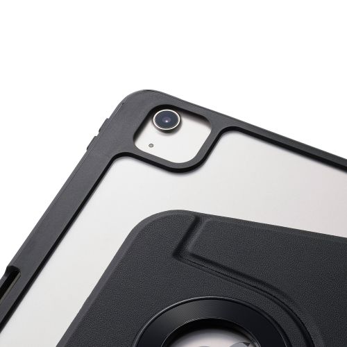 iPad Air 11インチ(M3/M2)/フラップケース/360度回転/マグネット着脱/背面クリア/ブラック