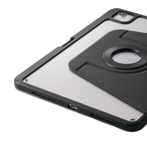 iPad Air 11インチ(M3/M2)/フラップケース/360度回転/マグネット着脱/背面クリア/ブラック