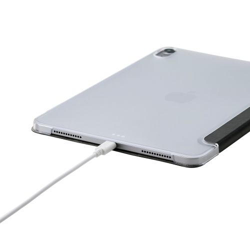 iPad Air 11インチ(M3/M2)/フラップケース/薄型軽量/背面クリア/2アングル/スリープ対応/ブラック