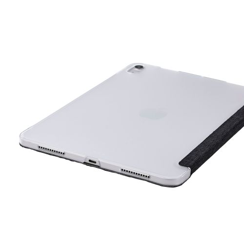 iPad Air 11インチ(M3/M2)/フラップケース/薄型軽量/ファブリック/背面クリア/2アングル/ブラック