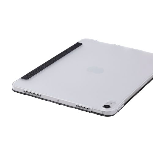 iPad Air 11インチ(M3/M2)/フラップケース/薄型軽量/ファブリック/背面クリア/2アングル/ブラック
