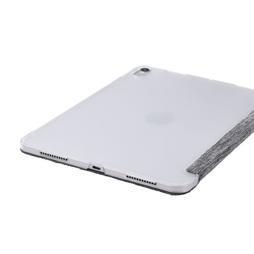 iPad Air 11インチ(M3/M2)/フラップケース/薄型軽量/ファブリック/背面クリア/2アングル/グレー