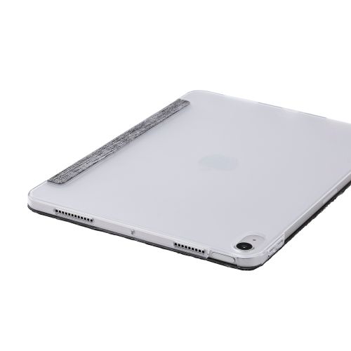 iPad Air 11インチ(M3/M2)/フラップケース/薄型軽量/ファブリック/背面クリア/2アングル/グレー