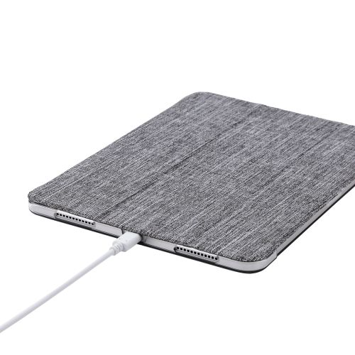 iPad Air 11インチ(M3/M2)/フラップケース/薄型軽量/ファブリック/背面クリア/2アングル/グレー