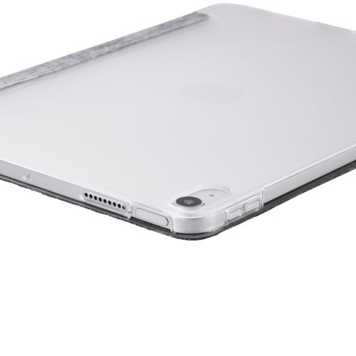 iPad Air 11インチ(M3/M2)/フラップケース/薄型軽量/ファブリック/背面クリア/2アングル/グレー