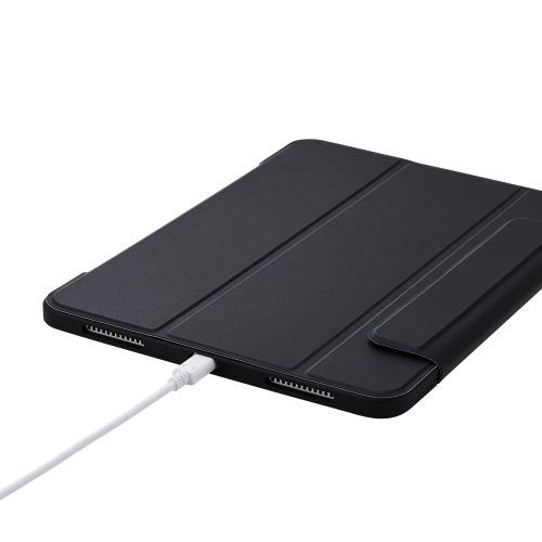 iPad Air 11インチ(M3/M2)/フラップケース/薄型軽量/背面クリア/フレームカラー/ブラック