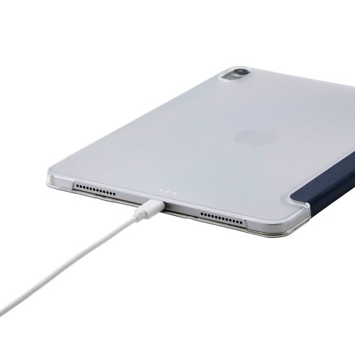 iPad Air 11インチ(M3/M2)/フラップケース/薄型軽量/背面クリア/2アングル/スリープ対応/ネイビー