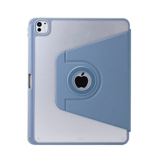 13インチiPad Pro(M4)/フラップケース/360度回転/マグネット着脱/背面クリア/ブルーグレー