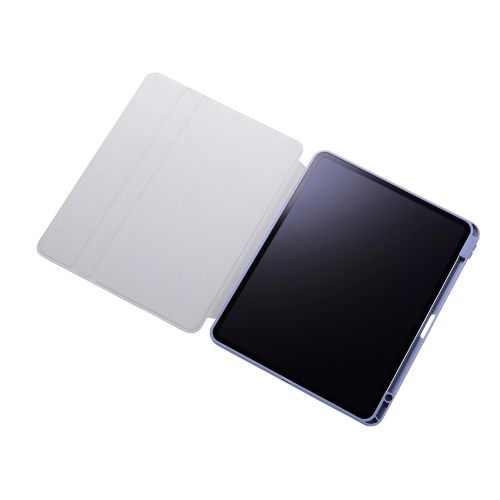 13インチiPad Pro(M4)/フラップケース/360度回転/マグネット着脱/背面クリア/ブルーグレー