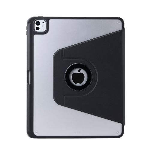 13インチiPad Pro(M4)/フラップケース/360度回転/マグネット着脱/背面クリア/ブラック