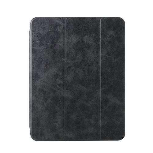 13インチiPad Pro(M4)/フラップケース/薄型軽量/背面クリア/2アングル/スリープ対応/ブラック