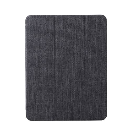 13インチiPad Pro(M4)/フラップケース/薄型軽量/ファブリック/背面クリア/2アングル/ブラック